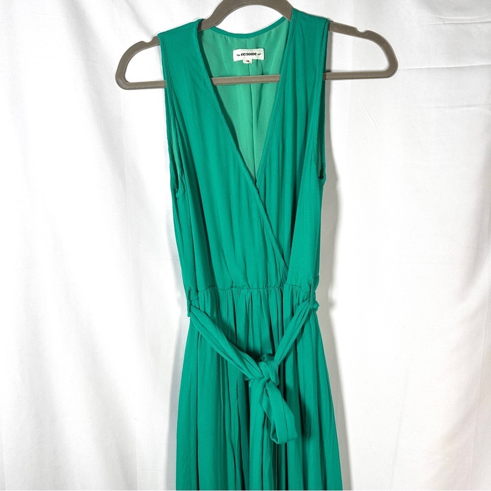 ee:some Emerald Green Wrap Maxi Dress Sleeveless Slit Womens M Wedding Guest - Picture 5 of 15